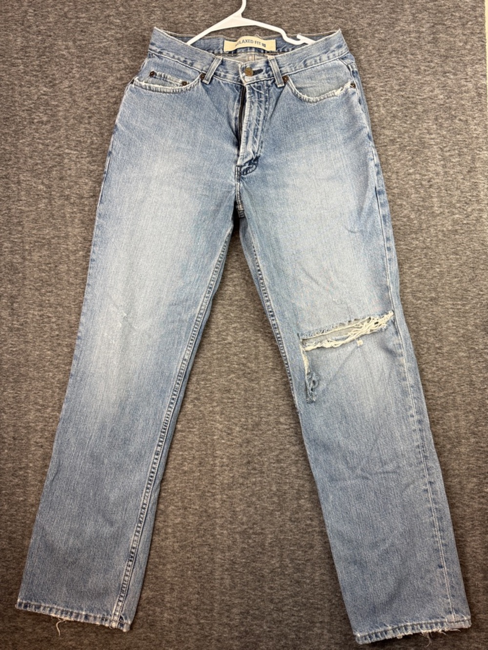 GAP Light Blue Women's Straight Jeans with Knee Distress